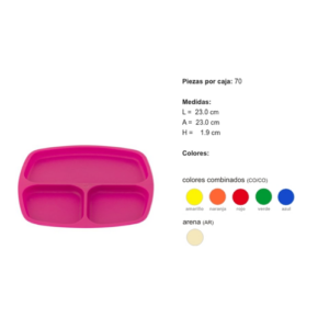 PLATO CON DIVISIONES POLIPROPILENO (70 PZS. POR CAJA) 