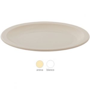 PLATO PLANO GRANDE POLICARBONATO 22.6CM (60 PZS. POR CAJA) 