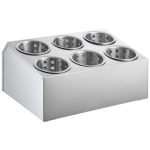 PORTA CUBIERTOS DE 6 COMPARTIMENTO ACERO INOX