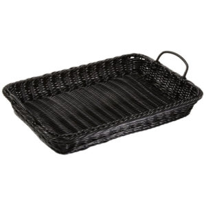 CESTA TEJIDA RECTANGULAR NEGRO(19pg X 14pg X 4pg)CON OREJA