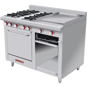 Estufa Minichef Master PREMIUM De 4 Quemadores Abierto Plancha Gratinador Y Horno 1.200 X 0.810 X 0.960 M