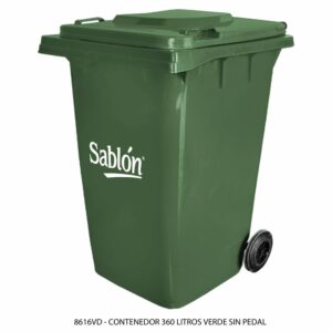 Contenedor 360L Verde, Con Agarraderas y Ruedas