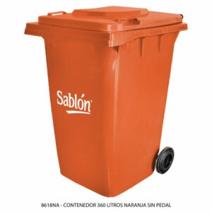 Contenedor 360L Naranja, con Agarraderas y Ruedas