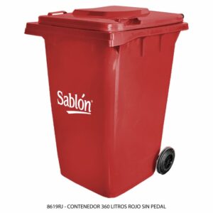 Contenedor 360L Rojo Con Agarradera y Ruedas