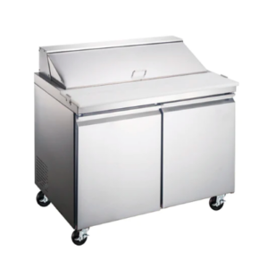 Mesa Acero Inoxidable Refrigerada ME-2P-SS-01 Para Ensaladas 2 Puertas 10 Pies Frente 70 x Fondo 75 x Alto 106