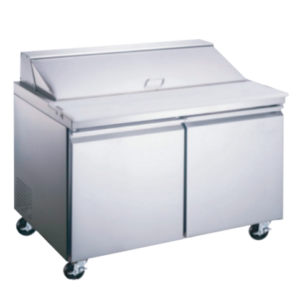 Mesa Acero Inoxidable Refrigerada ME-2P-SS-02 Para Ensaladas 2 Puertas 15 Pies Frente 153 x Fondo 75 x Alto 106