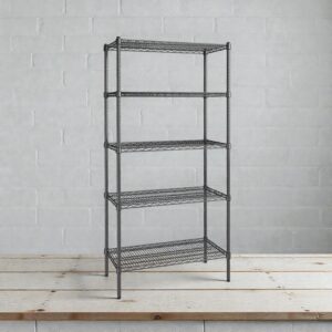 Estante de 18 x 36 Epopxico negro con Postes de 74 pg de 5 entrepanos