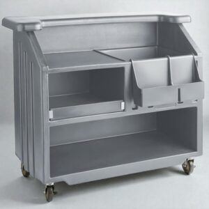 BAR PORTATIL BAR540110 CON 4 RUEDAS Y FRENO, RIEL PARA 5 BOTELLAS, HIELERA Y AREA PARA ORGANIZAR INSUMOS. FABRICADO EN POLIETILENO RESISTENTE AL AGUA CAMBRO