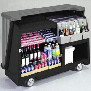 BAR PORTATIL GRIS GRANITO CON NEGRO CON RIEL PARA 7 BOTELLAS 67 X 28 X 47 PG BAR650420 CAMBRO