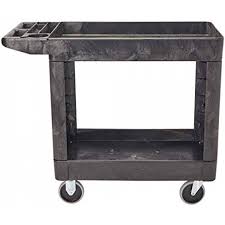 CARRO DE SERVICIO 2 ENTREPANOS CON AGARRADERA EXTENDIDA 500 LB USO RUDO 39 x 18 x 33 1/4 PG PLASTICO RUBBERMAID