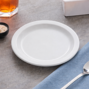 PLATO Redondo DE 14 cms Borde delgado LINEA: Porcelana MARCA:Ecor blanco brillante (caja con 36 piezas)
