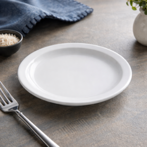 PLATO Redondo DE 22.9 cms Borde delgado LINEA: Porcelana MARCA:Ecor blanco brillante (caja con 24 piezas)