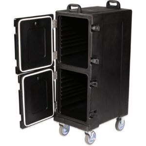 CAJA TERMICA DOBLE CON LLANTAS PARA 10 CHAROLAS ENTERAS 6 CM MEDIDAS: 17 X 24 1/2 X 49 3/4 PG CONSERVA TEMPERATURA HASTA POR 6 HRS