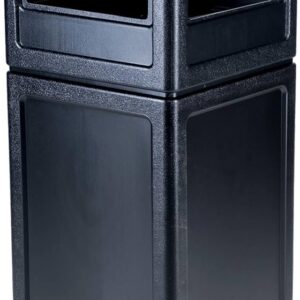 CONTENEDOR CUADRADO PARA BASURA TAPA DOMO POLYTEC 42 GALONES COLOR NEGRO