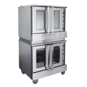 Horno de conveccion electrico de tamaÃ±o completo de dos secciones EC2-D de Main Street Equipment con patas, 240 V, monofasico o trifasico