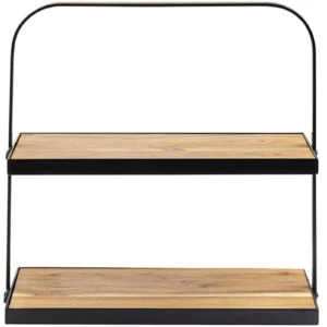 Soporte de Exhibicion Rectangular de Dos Niveles de Madera de Acacia 17 1/2 x 8 x 18 Pg 10718 Tablecraft