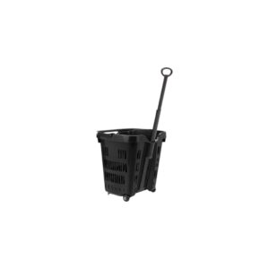 Canasta de Plastico para Supermercado Con Ruedas y Jaladera Color Negro 53.9 x 41.9 x 46.9 cm Regency (Precio por 6 piezas)
