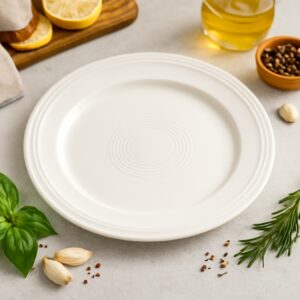 Plato Trinche 25.4 cm Capri Blanco Coco Ceramica (Caja con 12 piezas)