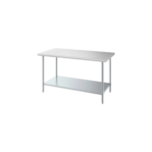 MESA DE TRABAJO 30 x 72 PG (76 X 182 CM) CUBIERTA DE ACERO INOXIDABLE 430 CAL 18 CON PATAS Y ENTREPANO EN ACERO INOX 430 REGENCY