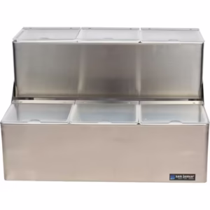 CAJA PARA CONDIMENTOS DE 6 COMPARTIMENTOS CON TAPAS Y DE DOS NIVELES ACERO INOXIDABLE B6706INL SAN JAMAR