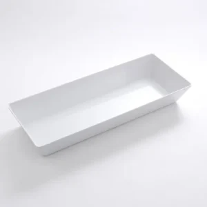 Tazon Rectangular para Ensaladas 1.1 qt (1.03 lts) de Aluminio Recubierto de Resina Blanca Medida: 37.3 x 14.9 x 3.4 Cm Modelo Bugambilia BUD12WW Marca GET