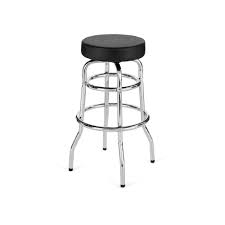 Banco para Bar Giratorio de Doble Aro con Asiento de Vinilo Negro Lancaster