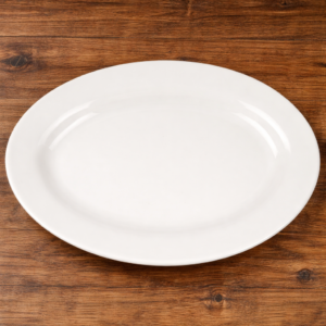 PLATO OVALADO DE 23.8 X 16.5 CMS MARCA ECOR COLOR HUESO (CAJA CON 24 PIEZAS)