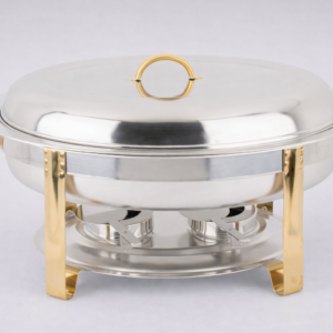 CHAFER OVALADO 6 QT TERMINADOS EN DORADO CHOICE