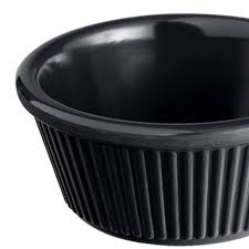 RAMEKIN 2 OZ ESTRIADO MELAMINA COLOR NEGRO ACOPA ALTURA 1 1/2 PG, DIAMETRO INFERIOR 1 3/4 PG, DIAMETRO SUPERIOR 2 3/4 PG