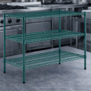 Estante de 21 x 42 Verde Epoxico con Postes de 34 pg de 3 entrepanos Regency